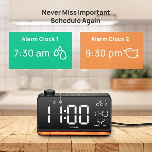 Radio Reloj Despertador Digital, MáQuina de Ruido Blanco Compatible con Alexa y Google, Pantalla Led de 9 "Con DíGitos, Alarma Dual, Radio Fm, FuncióN de RepeticióN, Luz Nocturna para Dormitorios