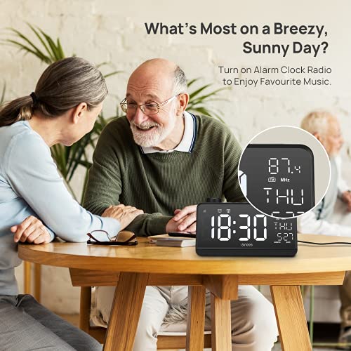 Radio Reloj Despertador Digital, MáQuina de Ruido Blanco Compatible con Alexa y Google, Pantalla Led de 9 "Con DíGitos, Alarma Dual, Radio Fm, FuncióN de RepeticióN, Luz Nocturna para Dormitorios