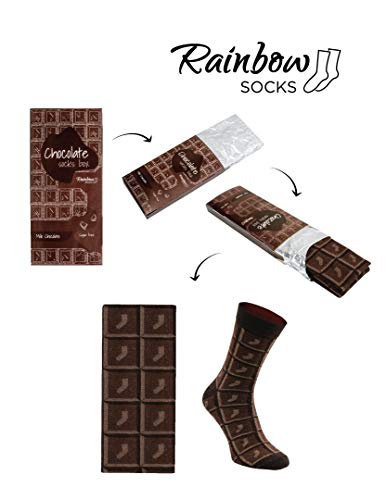 Rainbow Socks - Hombre Mujer Calcetines Barra de Chocolate Graciosos - 1 Par - Chocolate con Leche - Talla 47-50