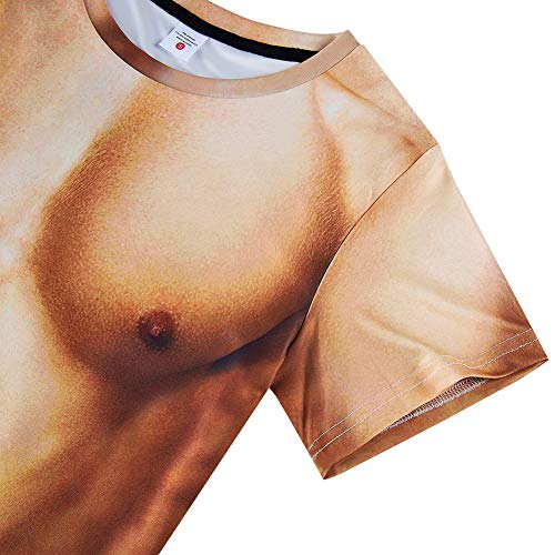 RAISEVERN Camiseta para Hombre Camiseta de Manga Corta con Estampado Muscular 3D Camiseta con Estampado de Cuerpo Divertido para Hombre