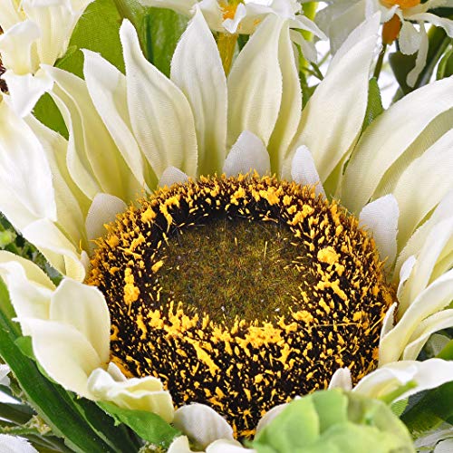 Ramo de girasoles artificiales cn-Knight, 2 unidades de 18 pulgadas, ramos de boda para novia, dama de honor, decoración del hogar, centro de mesa, recepción de baby shower (blanco)