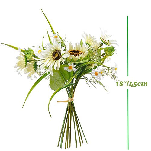 Ramo de girasoles artificiales cn-Knight, 2 unidades de 18 pulgadas, ramos de boda para novia, dama de honor, decoración del hogar, centro de mesa, recepción de baby shower (blanco)