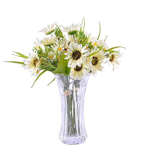 Ramo de girasoles artificiales cn-Knight, 2 unidades de 18 pulgadas, ramos de boda para novia, dama de honor, decoración del hogar, centro de mesa, recepción de baby shower (blanco)