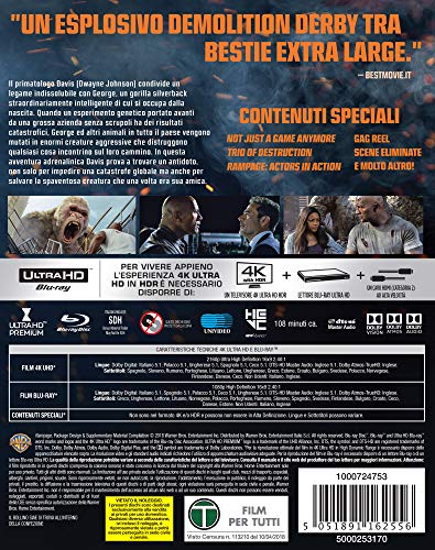 Rampage - Furia Animale (4K Uhd+Blu-Ray) [Italia] [Blu-ray]