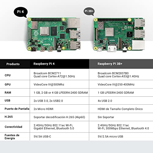 Raspberry Pi 4 4GB Starter Kit con 32GB Tarjeta SD Precargada con Raspbian