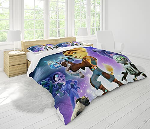 Ratchet & Clank Juego de ropa de cama + funda de almohada, juego de cama para adolescentes (Ratchet3, 135 x 200 cm)
