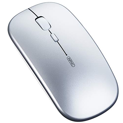 Ratón Bluetooth, Ratón inalámbrico Bluetooth Recargable silencioso de Tres Modos (BT5.0/ 4.0 + 2.4G inalámbrico), Ratón de Viaje portátil 1600DPI para computadora portátil, Android, Windows MacBook