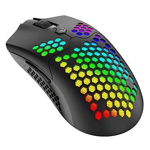 Ratón inalámbrico para juegos, ratones ergonómicos para juegos USB RGB, modo dual de 12000 DPI, 7 botones programables, ratones para juegos de PC para Win98 / 2000 / ME / NT / XP / VISTA / 7/8/10/11 /