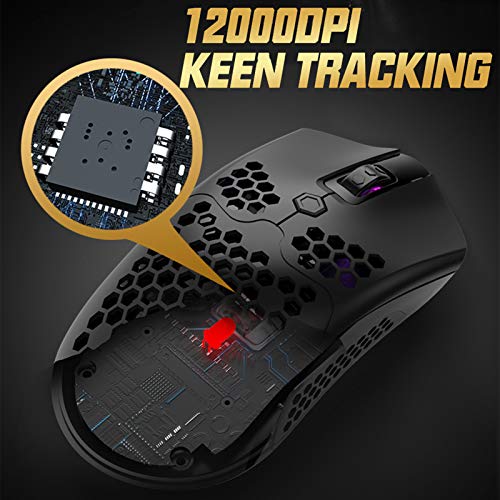 Ratón inalámbrico para juegos, ratones ergonómicos para juegos USB RGB, modo dual de 12000 DPI, 7 botones programables, ratones para juegos de PC para Win98 / 2000 / ME / NT / XP / VISTA / 7/8/10/11 /