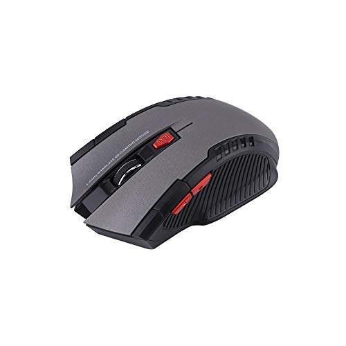 Ratón óptico inalámbrico, 2.4Ghz 6 Teclas Mini Ratones ópticos inalámbricos para Juegos Soporte para PC portátil para Win 2000/XP/Vista/para Linux/Win7/para Sistema Mac(Gris)