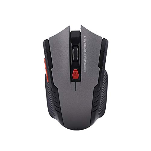 Ratón óptico inalámbrico, 2.4Ghz 6 Teclas Mini Ratones ópticos inalámbricos para Juegos Soporte para PC portátil para Win 2000/XP/Vista/para Linux/Win7/para Sistema Mac(Gris)