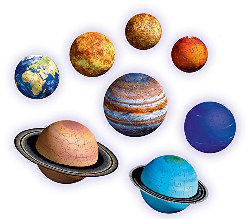 Ravensburger - Puzzle 3D, Sistema Planetario, Edad Recomendada 6+, 522 piezas numeradas, 18 accesorios, 1 póster de dos páginas, 1 manual de instrucciones