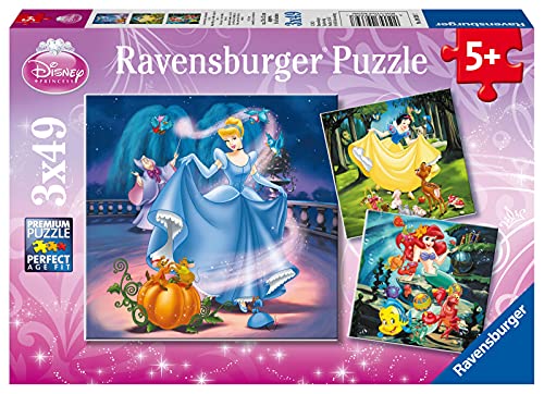 Ravensburger - Puzzle Disney Princess 3x49 Piezas, Edad Recomendada 5+ años - Dimensiones: 21 x 21 cm