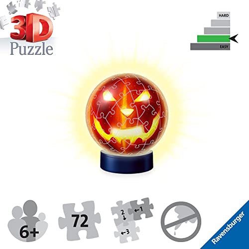 Ravensburger Puzzle, Puzzle 3D, Calabaza de Halloween, 72 Piezas, con Led, Edad Recomendada 6+, Rompecabezas de Calidad