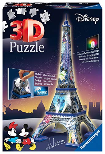 Ravensburger Puzzle, Puzzle 3D, Disney Tour Eiffel, 216 Piezas, Puzzle 3D Torre Eiffel, Edad Recomendada 10+, Puzzle Disney
