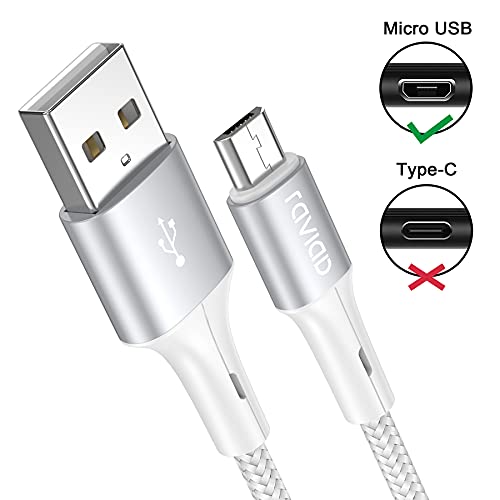 RAVIAD Cable Micro USB [2Pack 2M] 5V/3A Carga Rápida Cable Android Duradero Nylon Cable Cargador Movil Compatible con Samsung Galaxy S7 S6 Edge S5 J7 J5 J3 A10 A6, Huawei, HTC, LG, Redmi, Kindle