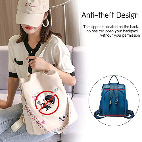 Ray-Velocity Mochila Antirrobo para Mujer | Mochila Oxford Impermeable para Mujer | Mochilas Escolares Ligeras y Elegantes para el Uso Diario Salir de Viaje Trabajar (Bordado Caqui)