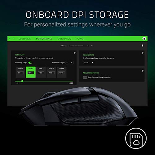 Razer Basilisk X Hyperspeed Wireless Gaming Mouse 16000 DPI Sensor óptico