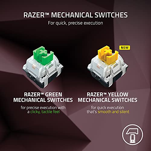 Razer Blackwidow V3 Quartz - Teclado Mecánico para Juegos Premium, Teclado Mecánico con Interruptores Verdes, Toque Y Clic, Iluminación Cromática RGB, Teclas Multimedia, QWERTY Us Layout, Quartz/Rosa