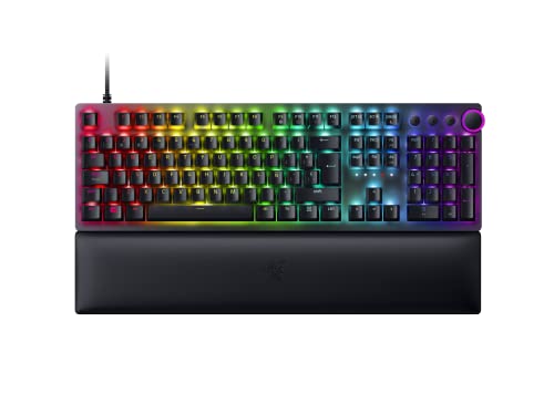 Razer Huntsman V2 (Purple Switch) - Teclado óptico para Juegos prácticamente sin latencia (reposa-Palmas, mandos, 4 Teclas Multimedia, Tapas de Teclas Doubleshot PBT) Teclado Español