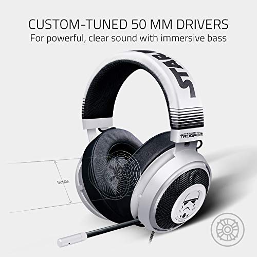 Razer Kraken Stormtrooper Edition Auriculares Gaming Compatible con Multi-Plataforma, con almohadillas de gel (ovaladas rellenas de gel frío), Plateado