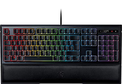 Razer Ornata Chroma Teclado Para Jugar Con Los Botones De Membrana De Mecha, Tapas De Botón Semialtas, Iluminación RGB Chroma Y Diseño Ergonómico Con Reposamuñecas, Disposición Qwerty Alemán, Negro