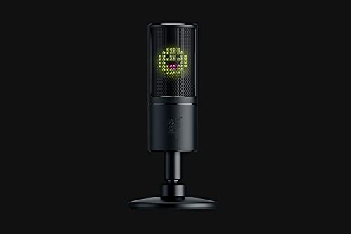 Razer Seiren EmoteMicrófono de condensador USB para transmisión, Micrófono para Streaming, Compacto con amortiguador, patrón de grabación supercardioide, LED Chroma, Negro