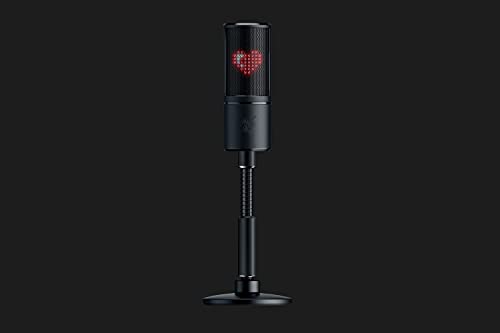 Razer Seiren EmoteMicrófono de condensador USB para transmisión, Micrófono para Streaming, Compacto con amortiguador, patrón de grabación supercardioide, LED Chroma, Negro