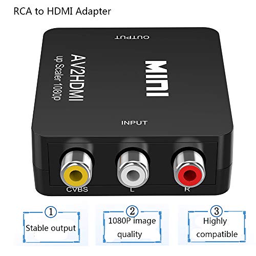 RCA a HDMI Adattatore, AV a HDMI Convertitore, adattatore convertitore Audio Video da AV a HDMI Soporte o PAL / NTSC por lettore DVD TV / PC / PS2 / PS3 / STB / Xbox VCR