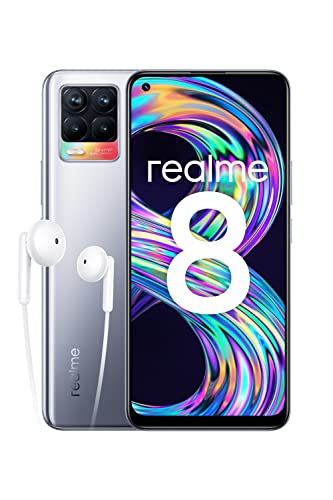 realme 8 - Smartphone Libre (Pantalla AMOLED superior 6.4", 8GB RAM +128GB Almacenamiento, MediaTek Helio G95, Cámara cuádruple con IA de 64MP, Carga Dart de 30W con batería de 5000 mAh) Cyber Silver