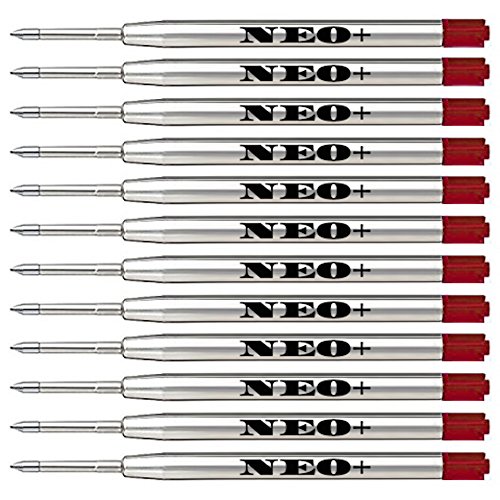 Recambios de bolígrafo calidad, 12 piezas en tinta rojo mediana. Cabe también bolígrafos Parker