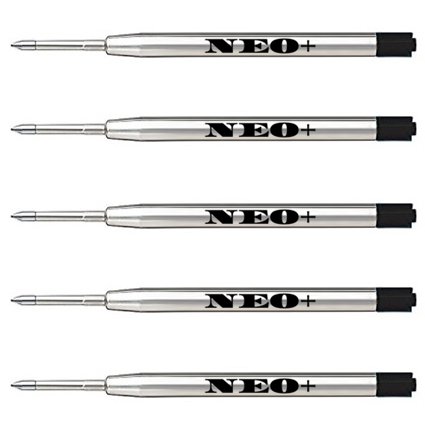 Recambios de bolígrafo calidad, 5 piezas en tinta negro mediana. Cabe también bolígrafos Parker (5 x TINTA NEGRO)