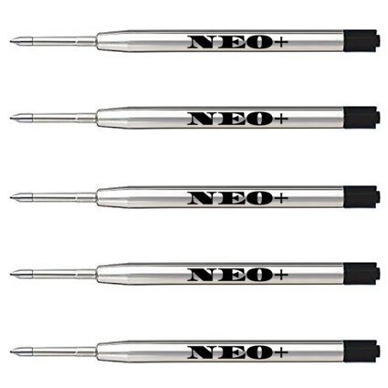 Recambios de bolígrafo calidad, 5 piezas en tinta negro mediana. Cabe también bolígrafos Parker (5 x TINTA NEGRO)