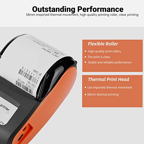Recibos Térmicos Inalámbricos, Impresora Impresora Térmica de Tickets, 58 mm, mini impresora térmica portátil Bluetooth con impresión a alta velocidad, Impresora POS Mobile para Android, iOS y Windows