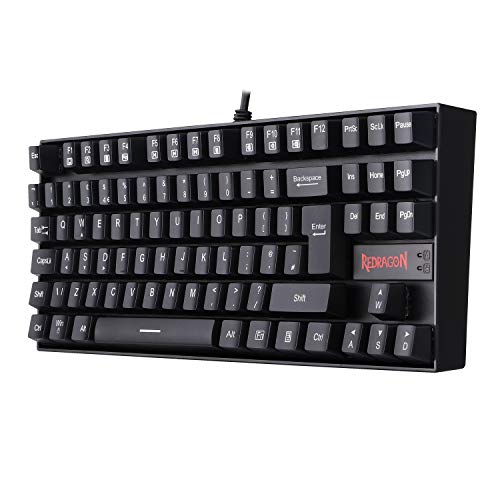 Redragon K552 60% Mechanical Gaming Keyboard Wired with Red Switches Cherry MX Equivalent for Windows Gaming PC UK Layout (No Backlit Black)
