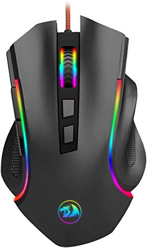 Redragon M602A RGB Ratón para Juegos 3000 dpi con USB Cable NEMEANLION, 7 Botones, Retroiluminación LED de 7 Colores para PC Games (Negro)