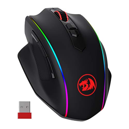 Redragon M686 Ratón inalámbrico para juegos, mouse para juegos con cable / inalámbrico de 16000 DPI con sensor profesional, capacidad de 45 horas, macro personalizable y retroiluminación RGB