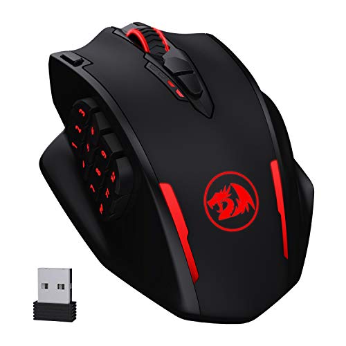 Redragon M913 Impact Elite Ratón inalámbrico para juegos, ratón para juegos RGB con de 16000 DPI con 16 botones programables, batería de 45 horas y sensor óptico profesional, 12 botones Ratón MMO