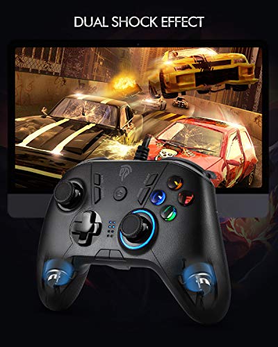 REDSTORM Mando PC, Mando de Gamepad USB para PS3 con Función Turbo, Doble Descarga, LED Ajustable, Plug and Play, Compatible con PC / PS3 / Tableta / Android