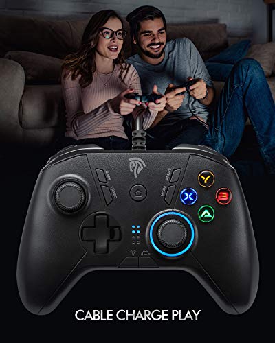 REDSTORM Mando PC, Mando de Gamepad USB para PS3 con Función Turbo, Doble Descarga, LED Ajustable, Plug and Play, Compatible con PC / PS3 / Tableta / Android