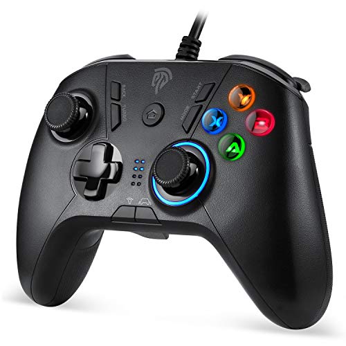 REDSTORM Mando PC, Mando de Gamepad USB para PS3 con Función Turbo, Doble Descarga, LED Ajustable, Plug and Play, Compatible con PC / PS3 / Tableta / Android