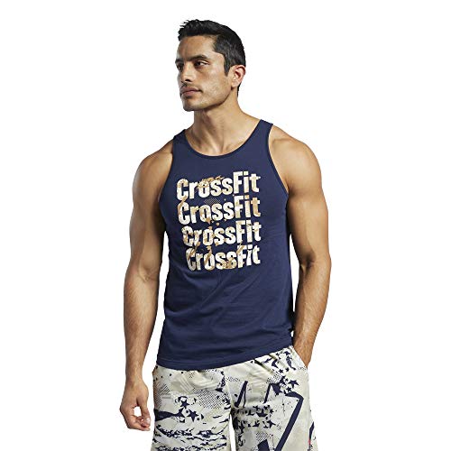 Reebok RC Games Print Logo Tank Camiseta, Hombre, vecnav, S