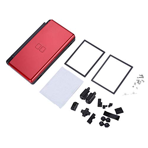 Reemplazo de la Carcasa Completa Consola del Juego Cubierta de la Carcasa Cubierta Trasera Piezas de reparación para el Sistema NDSL NDSL de Nintendo DS Lite, diseño de absorción (Rojo)