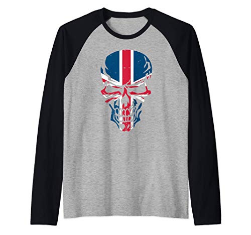 Reino Unido Calavera United Kingdom London Inglaterra Punk Camiseta Manga Raglan