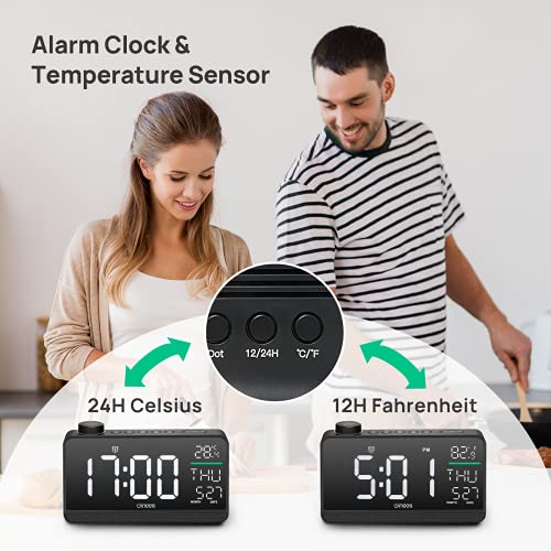 Reloj despertador para dormir pesado, máquina de ruido blanco, compatible con Alexa y Google, pantalla de dígitos LED de 9 pulgadas, alarma doble, luz de noche para el hogar, dormitorios y escritorio