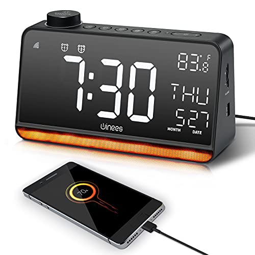 Reloj despertador para dormir pesado, máquina de ruido blanco, compatible con Alexa y Google, pantalla de dígitos LED de 9 pulgadas, alarma doble, luz de noche para el hogar, dormitorios y escritorio
