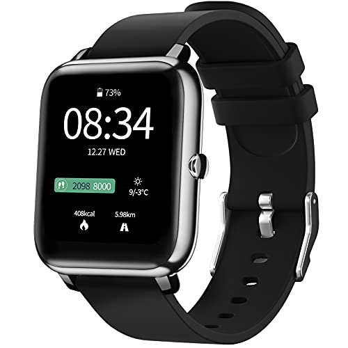 Reloj Inteligente Hombre Mujer , IDEALROYAL Smartwatch Hombre con Oxígeno Sanguíneo Presión Arterial Frecuencia Cardíaca Sueño, Podómetro & Impermeable Reloj Deportivo para iOS Android