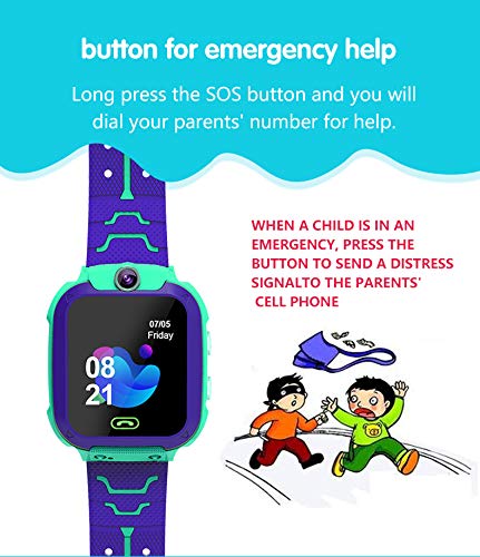 Reloj Inteligente para niños para niños y niñas, LBS Tracker, Reloj Anti-pérdida, teléfono con Llamadas de Emergencia, Juegos de Chat de Voz, cámara, Linterna