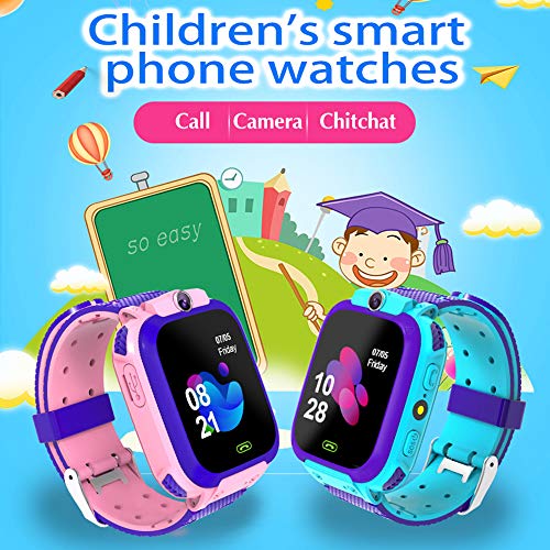 Reloj Inteligente para niños para niños y niñas, LBS Tracker, Reloj Anti-pérdida, teléfono con Llamadas de Emergencia, Juegos de Chat de Voz, cámara, Linterna