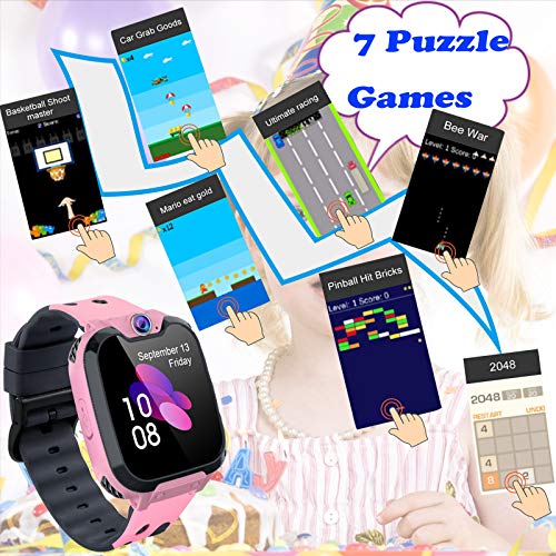 Reloj Inteligente para Niños, Tarjeta SD Incluida ,Smartwatch con Reproductor de MúSica con Sos Llamada Cámara 7 Juegos Y Reproductor de MúSica, Reloj de Pulsera Digital para Niños De 3-12 Años